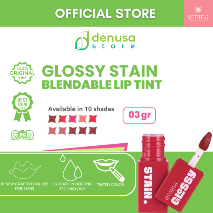 Emina Glossy Stain Blendable Lip Tint 09 Red Bean 3 g