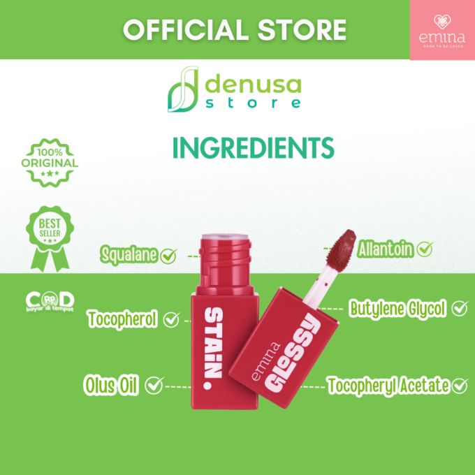 Emina Glossy Stain Blendable Lip Tint 09 Red Bean 3 g