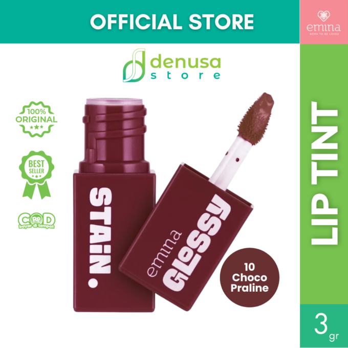 Emina Glossy Stain Blendable Lip Tint 10 Choco Praline 3 g