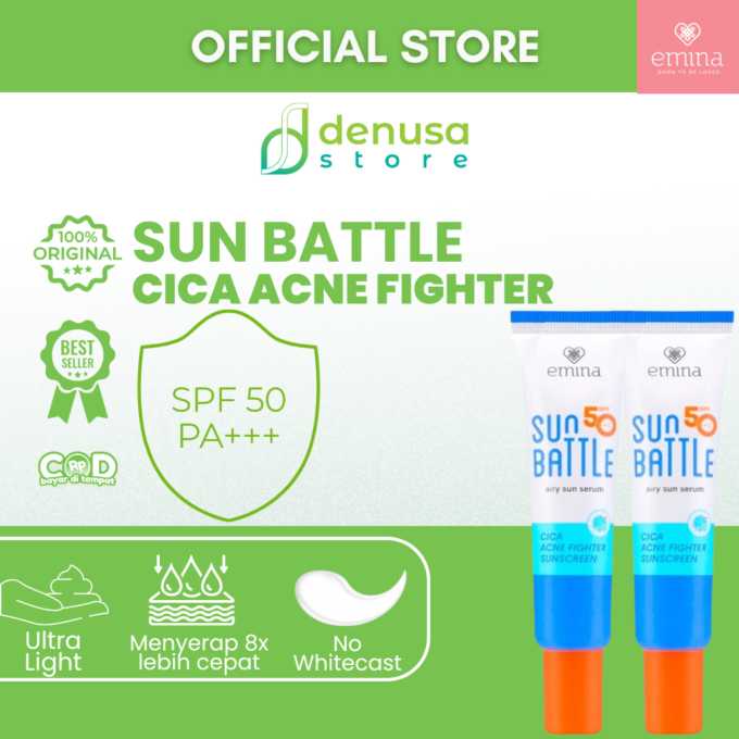 Emina Sun Battle Cica Acne Fighter Sunscreen SPF50 PA++++ 30 ml