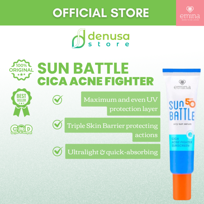 Emina Sun Battle Cica Acne Fighter Sunscreen SPF50 PA++++ 30 ml