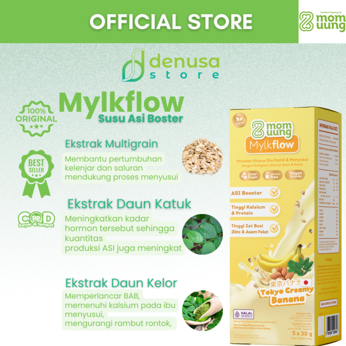 MOM UUNG Mylkflow Susu Asi Booster Tokyo Creamy Banana 5 sachet x 30 g