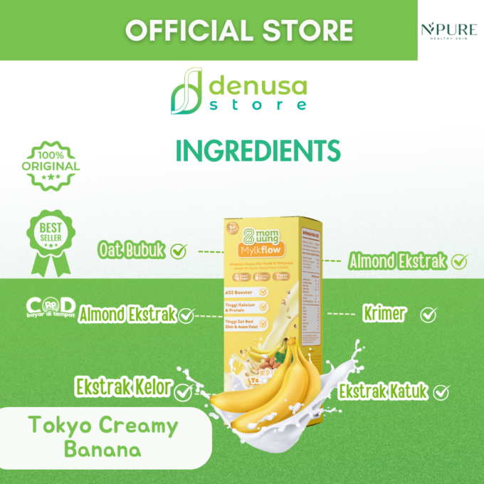 MOM UUNG Mylkflow Susu Asi Booster Tokyo Creamy Banana 5 sachet x 30 g