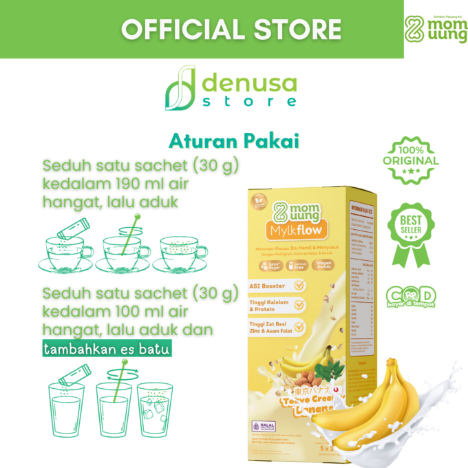 MOM UUNG Mylkflow Susu Asi Booster Tokyo Creamy Banana 5 sachet x 30 g