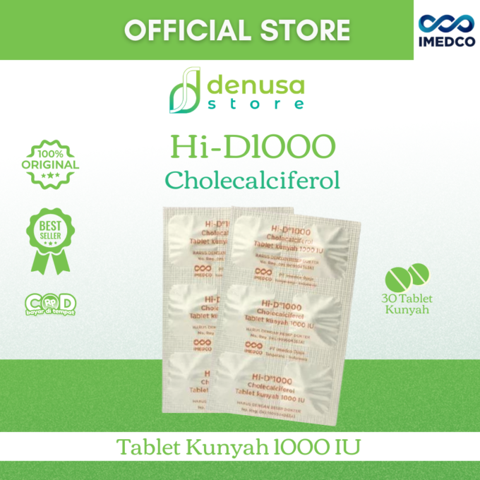 IMEDCO Hi-D1000 Cholecalciferol Chewable Tablet 1000 iu 30 Tablet Vitamin D3