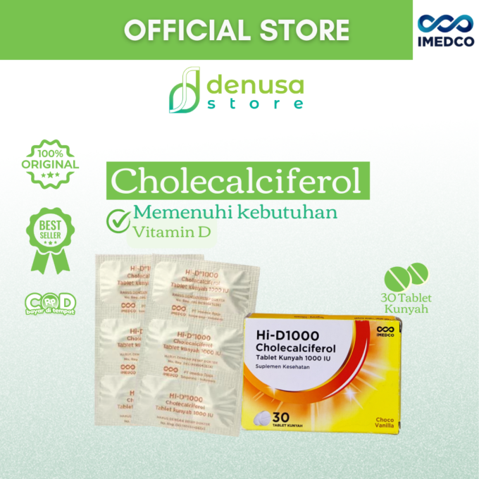 IMEDCO Hi-D1000 Cholecalciferol Chewable Tablet 1000 iu 30 Tablet Vitamin D3