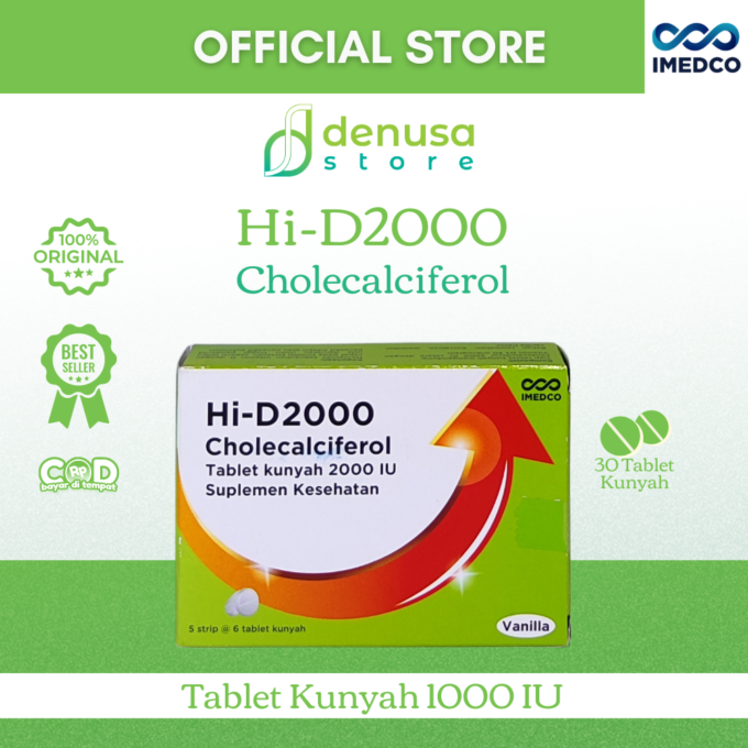 IMEDCO Hi-D2000 Cholecalciferol Chewable Tablet 2000 iu 30 Tablet Vitamin D3