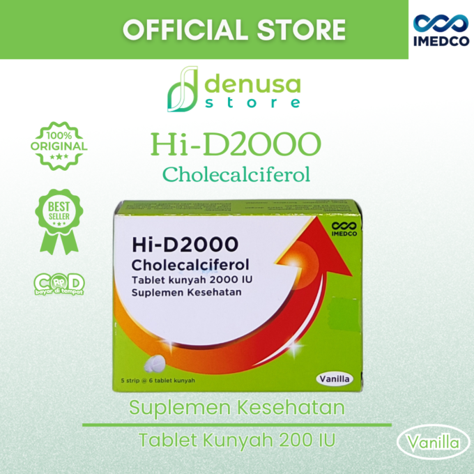 IMEDCO Hi-D2000 Cholecalciferol Chewable Tablet 2000 iu 30 Tablet Vitamin D3