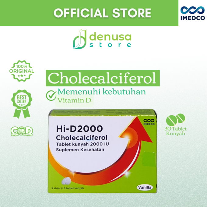 IMEDCO Hi-D2000 Cholecalciferol Chewable Tablet 2000 iu 30 Tablet Vitamin D3