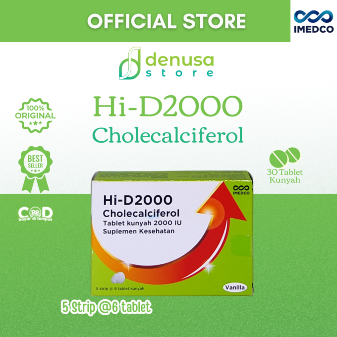 IMEDCO Hi-D2000 Cholecalciferol Chewable Tablet 2000 iu 30 Tablet Vitamin D3