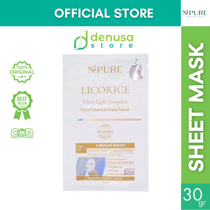 NPURE Licorice Ultra Light Complete Face Essence Sheet Mask 30gr