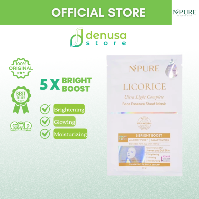 NPURE Licorice Ultra Light Complete Face Essence Sheet Mask 30gr