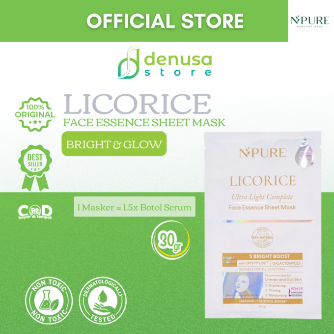 NPURE Licorice Ultra Light Complete Face Essence Sheet Mask 30gr