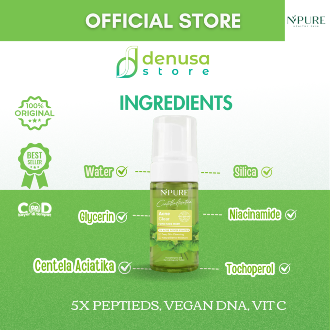 NPURE Centella Asiatica Acne Clear Foam Face Wash 100ml