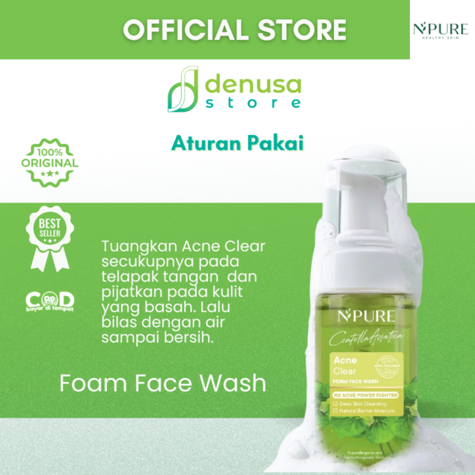 NPURE Centella Asiatica Acne Clear Foam Face Wash 100ml