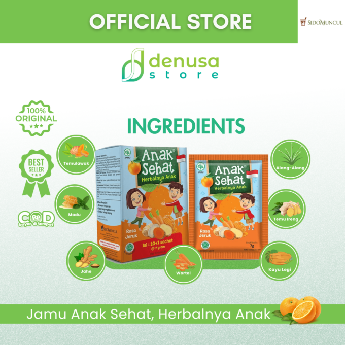 SIDOMUNCUL Anak Sehat Rasa Jeruk 1 Kotak 10 Plus 1 Sachet