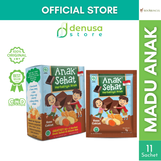 SIDOMUNCUL Anak Sehat Rasa Coklat 1 Kotak 10 Plus 1 Sachet