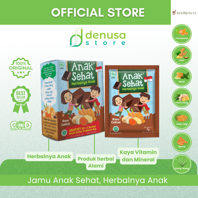 SIDOMUNCUL Anak Sehat Rasa Coklat 1 Kotak 10 Plus 1 Sachet