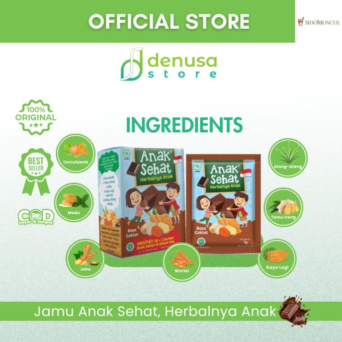 SIDOMUNCUL Anak Sehat Rasa Coklat 1 Kotak 10 Plus 1 Sachet