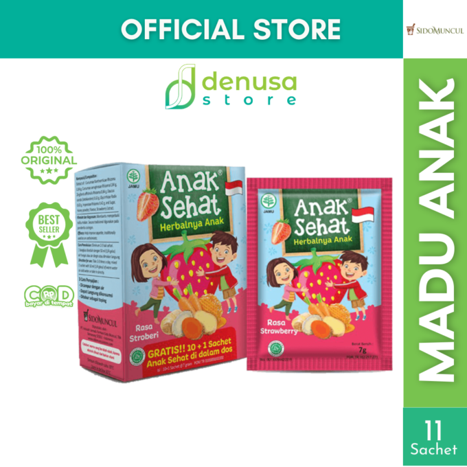 SIDOMUNCUL Anak Sehat Rasa Strawberry 1 Kotak 10 Plus 1 Sachet