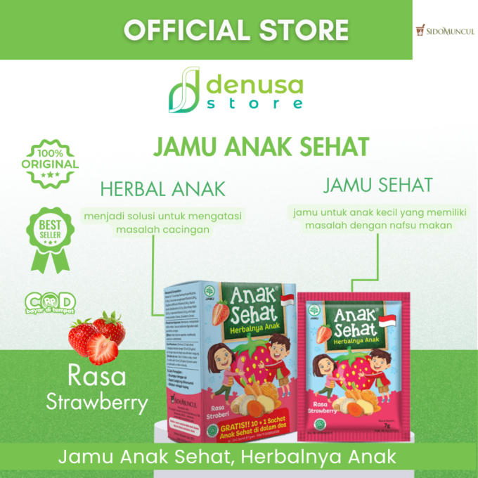 SIDOMUNCUL Anak Sehat Rasa Strawberry 1 Kotak 10 Plus 1 Sachet