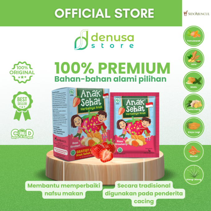 SIDOMUNCUL Anak Sehat Rasa Strawberry 1 Kotak 10 Plus 1 Sachet