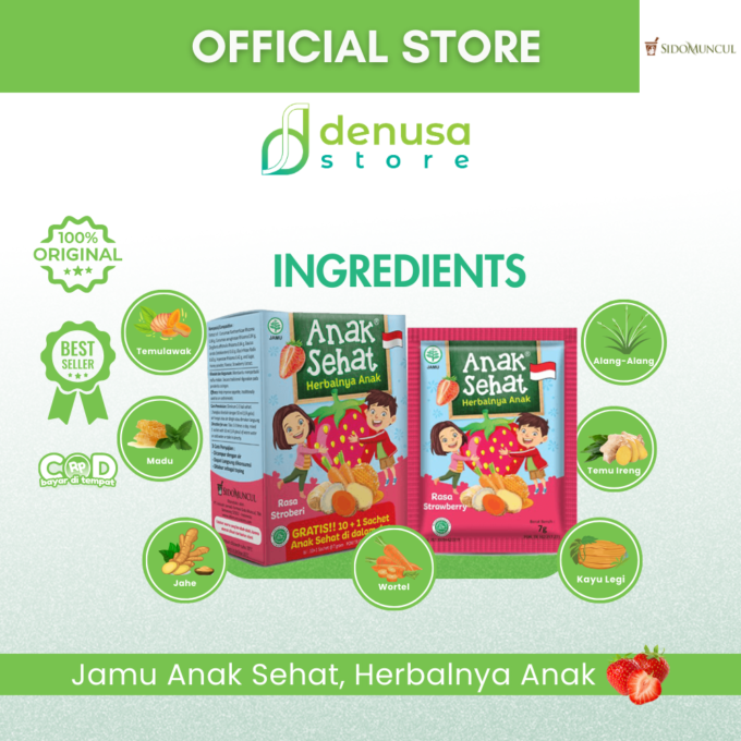 SIDOMUNCUL Anak Sehat Rasa Strawberry 1 Kotak 10 Plus 1 Sachet