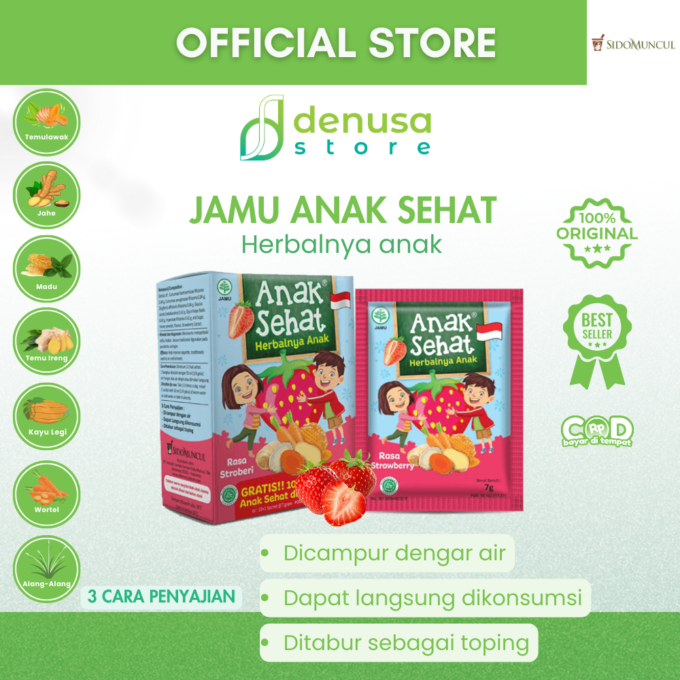 SIDOMUNCUL Anak Sehat Rasa Strawberry 1 Kotak 10 Plus 1 Sachet