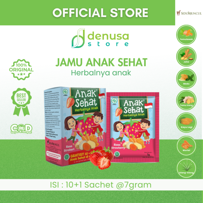 SIDOMUNCUL Anak Sehat Rasa Strawberry 1 Kotak 10 Plus 1 Sachet