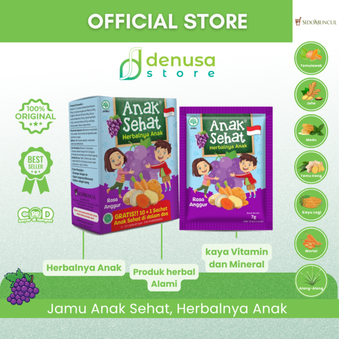 SIDOMUNCUL Anak Sehat Rasa Anggur 1 Kotak 10 Plus 1 Sachet