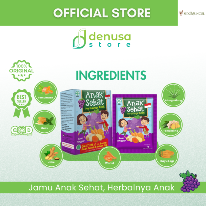 SIDOMUNCUL Anak Sehat Rasa Anggur 1 Kotak 10 Plus 1 Sachet