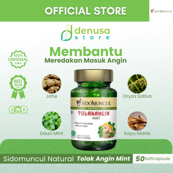 SIDOMUNCUL Natural Tolak Angin Mint 50 Kapsul Lunak