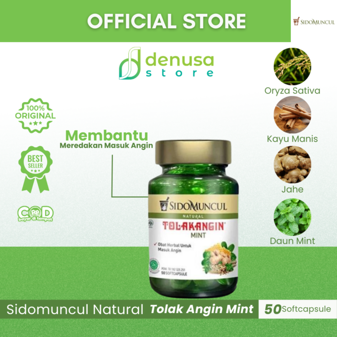 SIDOMUNCUL Natural Tolak Angin Mint 50 Kapsul Lunak