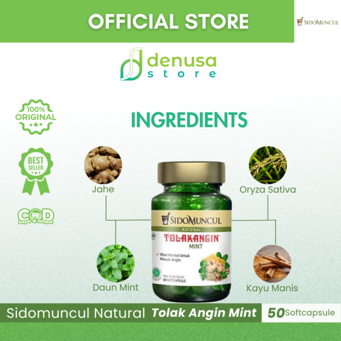 SIDOMUNCUL Natural Tolak Angin Mint 50 Kapsul Lunak