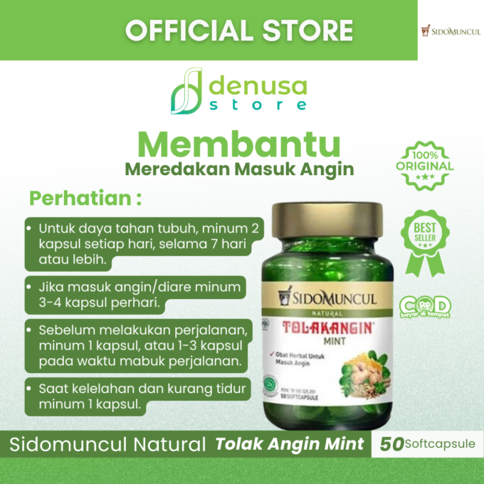 SIDOMUNCUL Natural Tolak Angin Mint 50 Kapsul Lunak