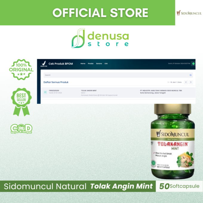 SIDOMUNCUL Natural Tolak Angin Mint 50 Kapsul Lunak