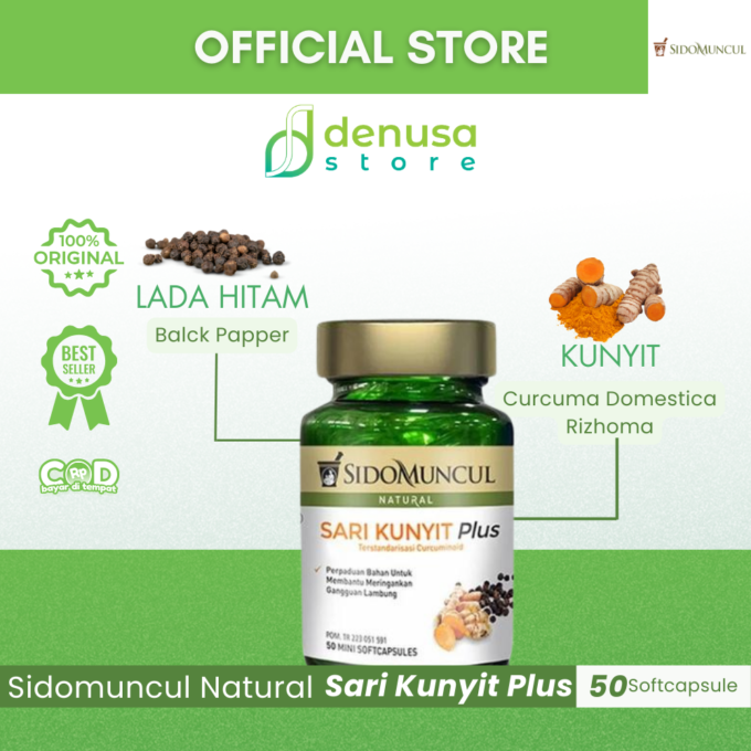 SIDOMUNCUL Natural Sari Kunyit Plus 50 Mini Kapsul Lunak