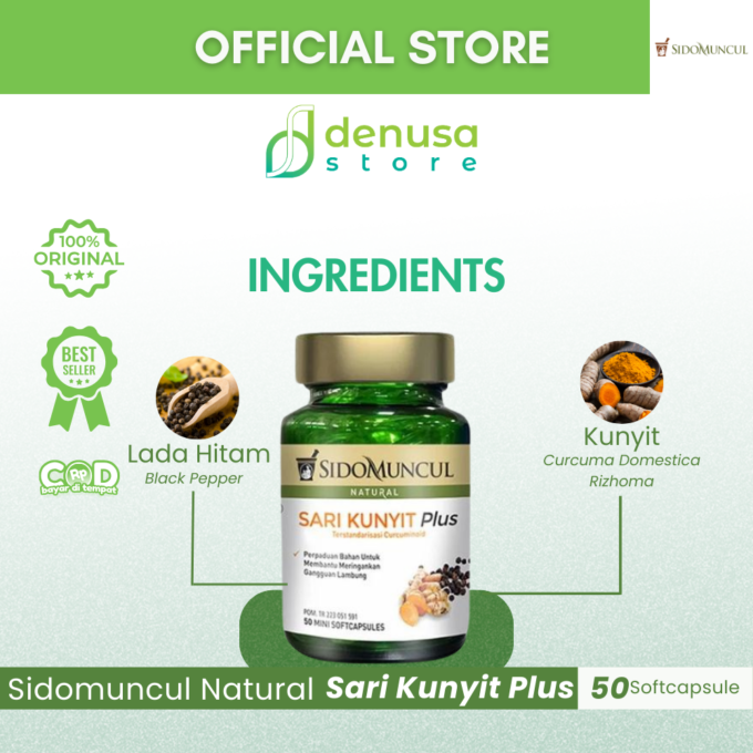 SIDOMUNCUL Natural Sari Kunyit Plus 50 Mini Kapsul Lunak