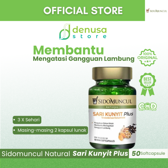 SIDOMUNCUL Natural Sari Kunyit Plus 50 Mini Kapsul Lunak