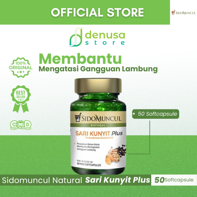 SIDOMUNCUL Natural Sari Kunyit Plus 50 Mini Kapsul Lunak