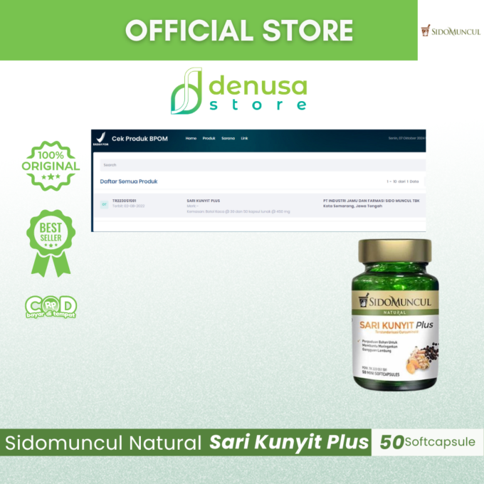 SIDOMUNCUL Natural Sari Kunyit Plus 50 Mini Kapsul Lunak