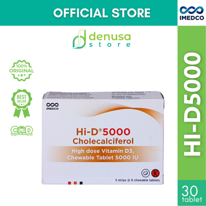 IMEDCO Hi-D5000 Cholecalciferol Chewable Tablet 5000 iu 30 Tablet Vitamin D3