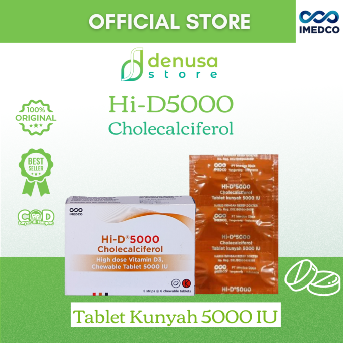 IMEDCO Hi-D5000 Cholecalciferol Chewable Tablet 5000 iu 30 Tablet Vitamin D3