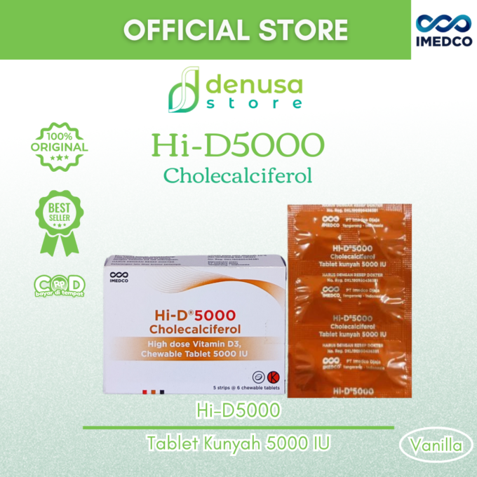 IMEDCO Hi-D5000 Cholecalciferol Chewable Tablet 5000 iu 30 Tablet Vitamin D3