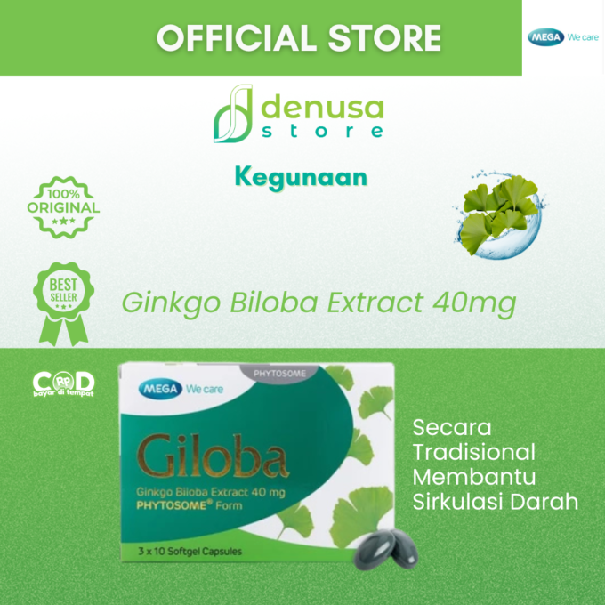 MEGA We Care Giloba Ginkgo Biloba Extract 40 mg 30 Softgel Capsules