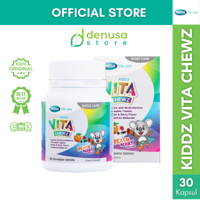 MEGA We Care Kiddz Vita Chewz Peach Berry Flavor 30 Tablet