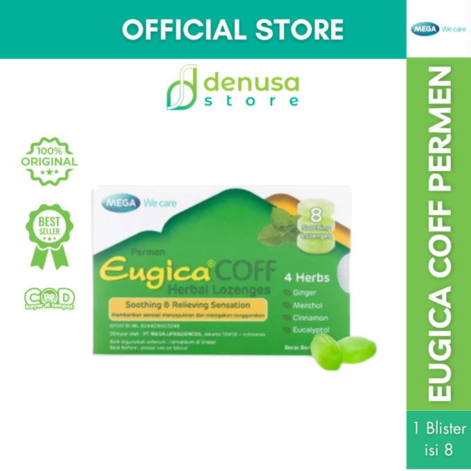 MEGA We Care Eugica COFF Permen Herbal Lozenges 1 Blister isi 8