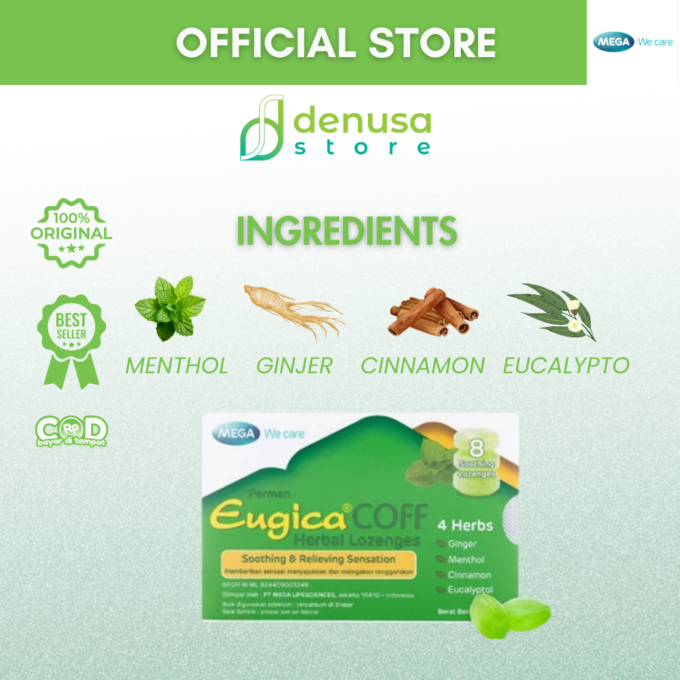 MEGA We Care Eugica COFF Permen Herbal Lozenges 1 Blister isi 8