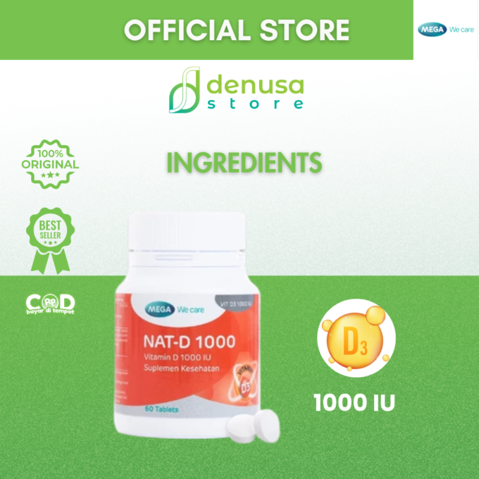 MEGA We Care Nat D 1000 IU Vitamin D 60 Tablet