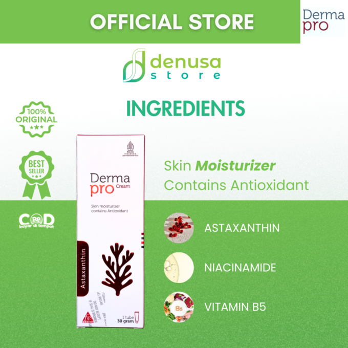 Derma Pro Cream Astaxanthin Skin Moisturizer Contains Antioxidant 30 gr